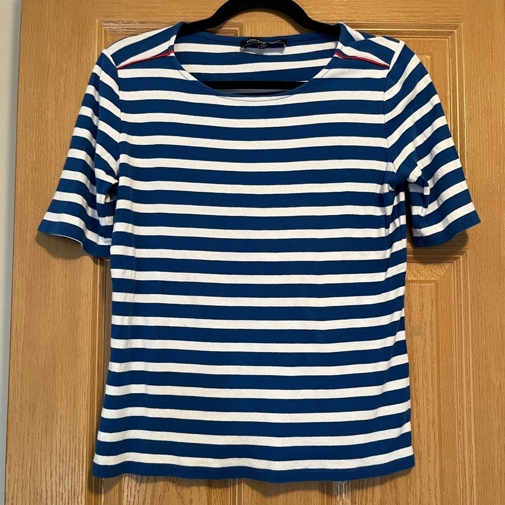 Jones New York Blue and White Striped Top